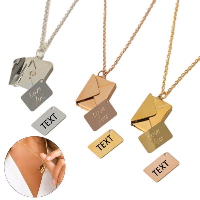 Valentine's Day Stainless Steel Envelope Letter Necklace