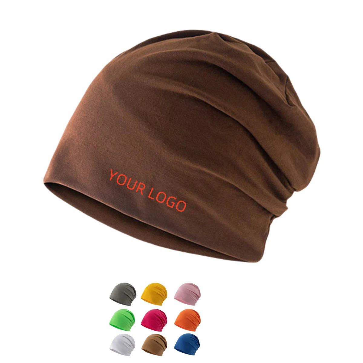 Pure Color Polyester Knit Slouch Beanies 1
