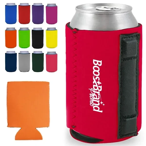 Custom Neoprene Foldable Can Cooler with Magnetic Base — Portable Beverage Insulator, custom koozie with logo imprint 1