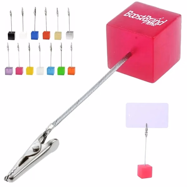 Custom Colorful Acrylic Cube Memo and Photo Clip Holders — Modern Desk Organizer