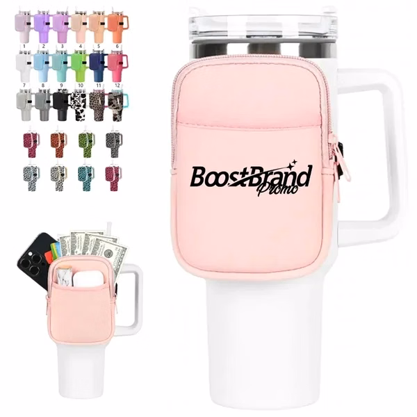 Custom Insulated Tumbler Pouch 5.9 Inches Dual Zippers — Corporate Travel Accessory
