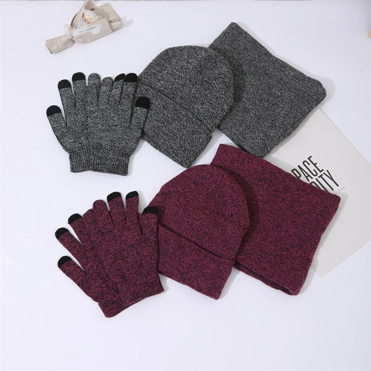 Beanie Hat Scarf and Glove Set 1
