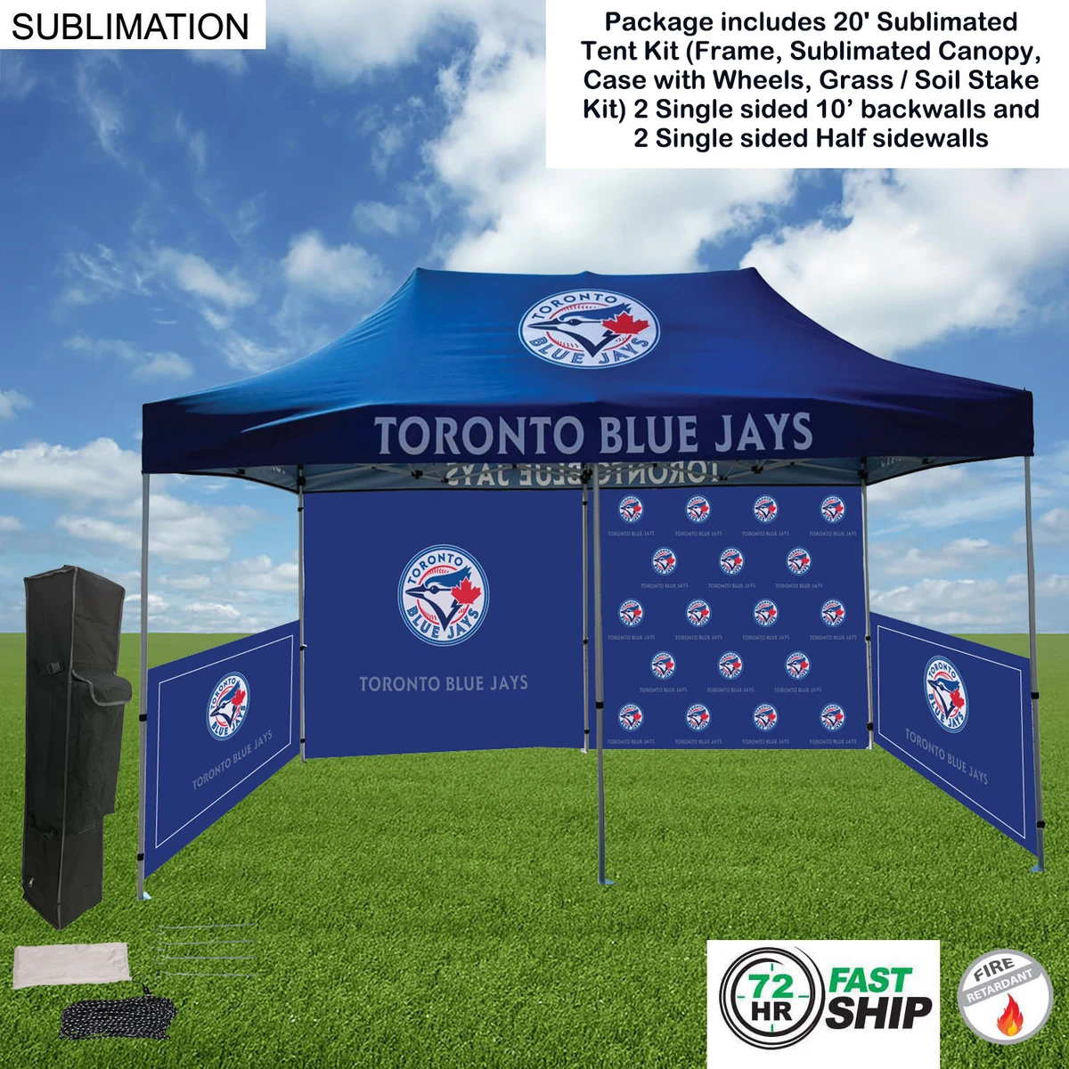 72 Hr Fast Ship - Full Tent Package 1, 20' Sublimated Tent, 2 10' backwalls, 2 half sidewalls 1