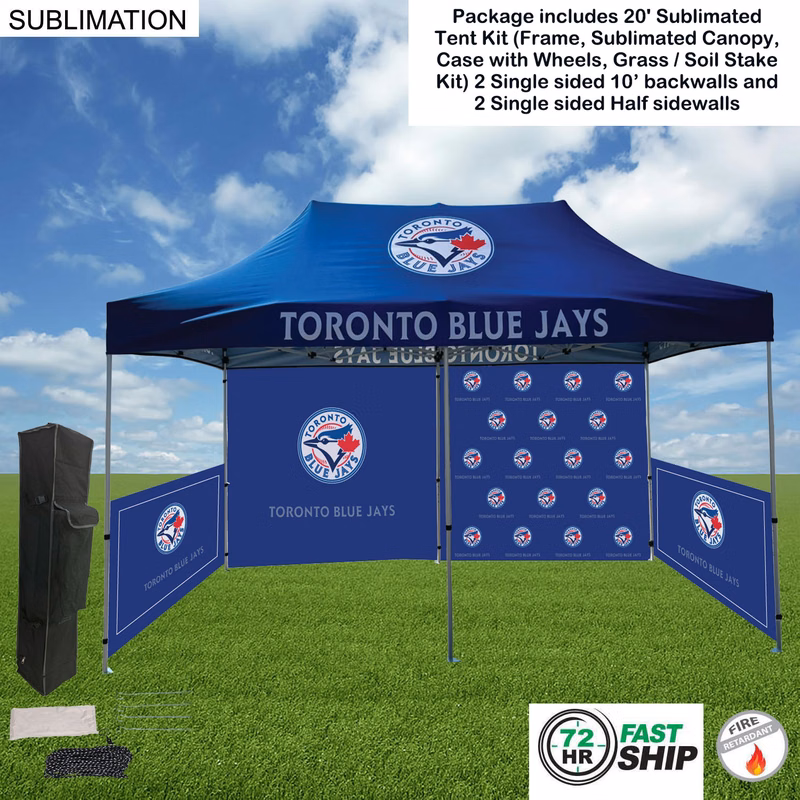 72 Hr Fast Ship - Full Tent Package 1, 20' Sublimated Tent, 2 10' backwalls, 2 half sidewalls