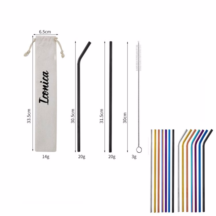 3Pcs Straw Set With Bag Packing