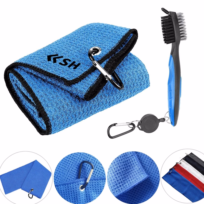 Microfiber Tri-Fold Golf Towel With Brush Tool Kit
