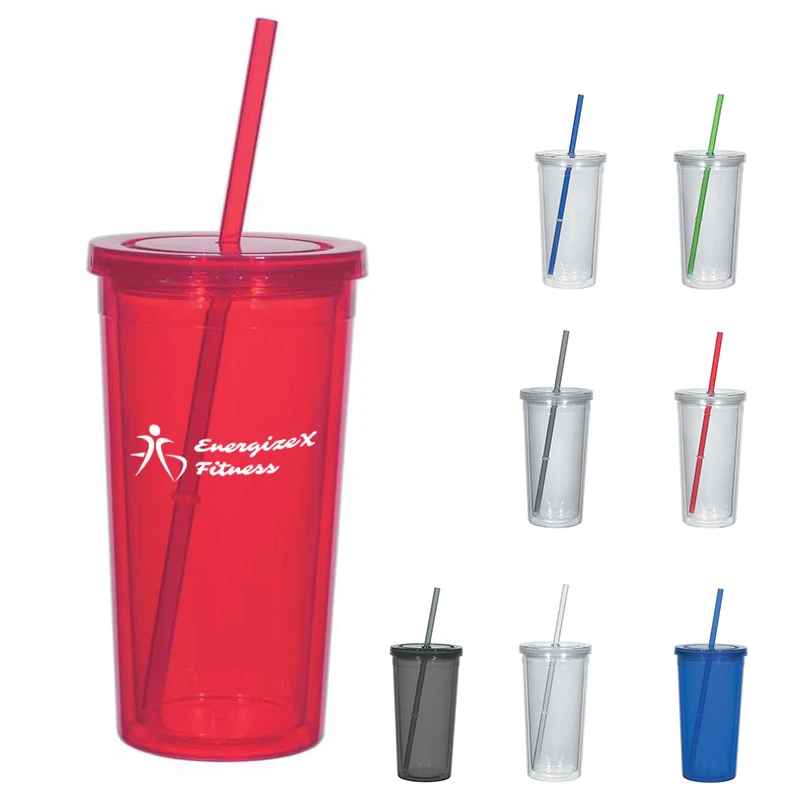 24 Oz. Double Wall Acrylic Tumbler With Straw 1