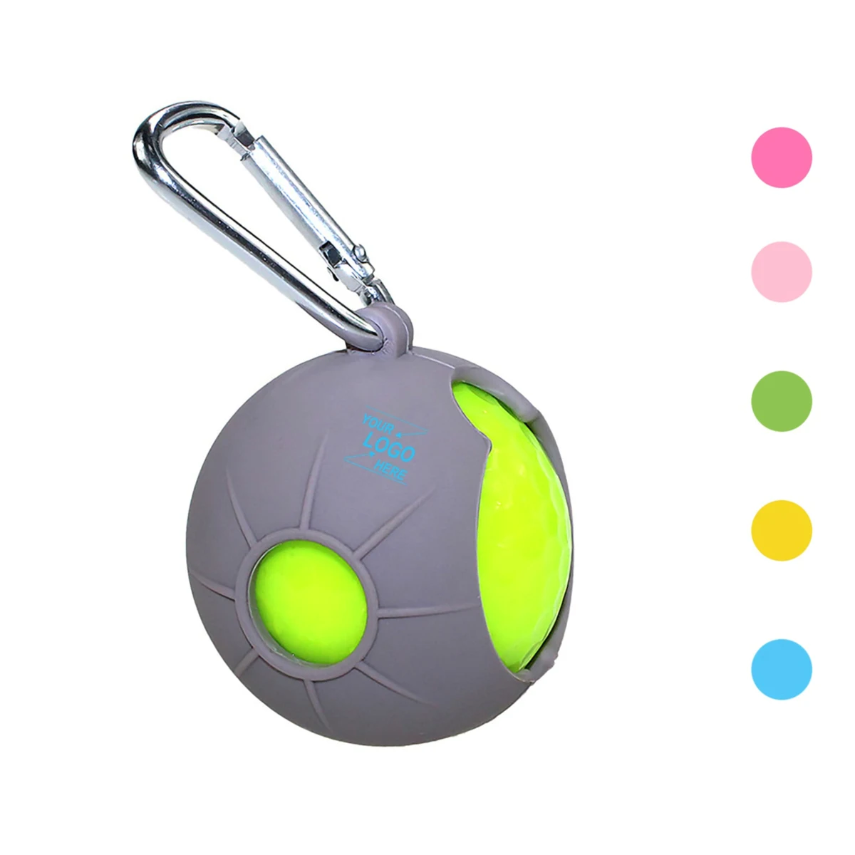 Silicone Protective Golf Ball Sleeve w/Carabiner 1