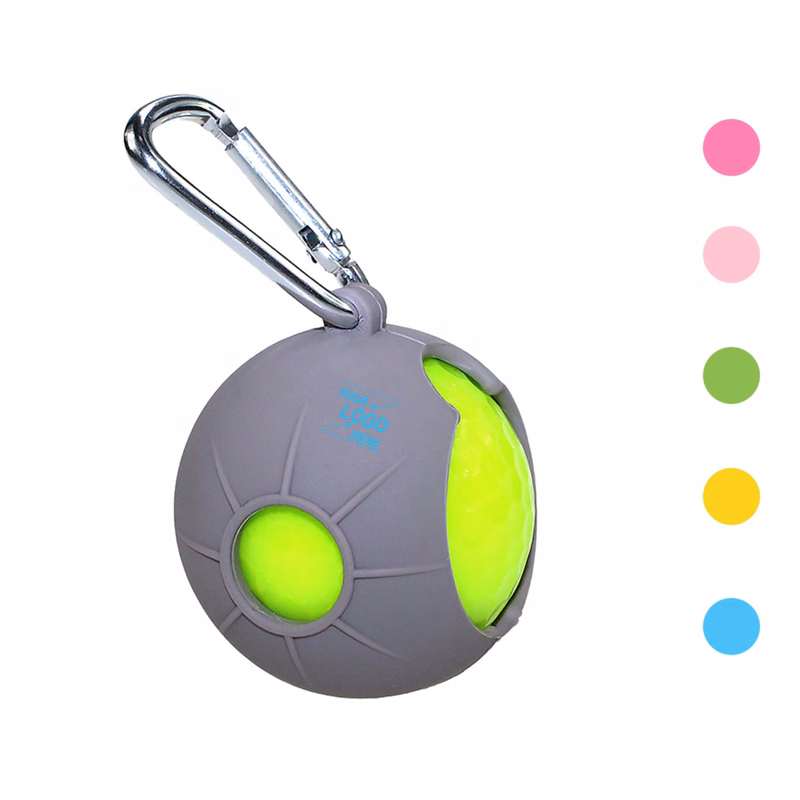 Silicone Protective Golf Ball Sleeve w/Carabiner