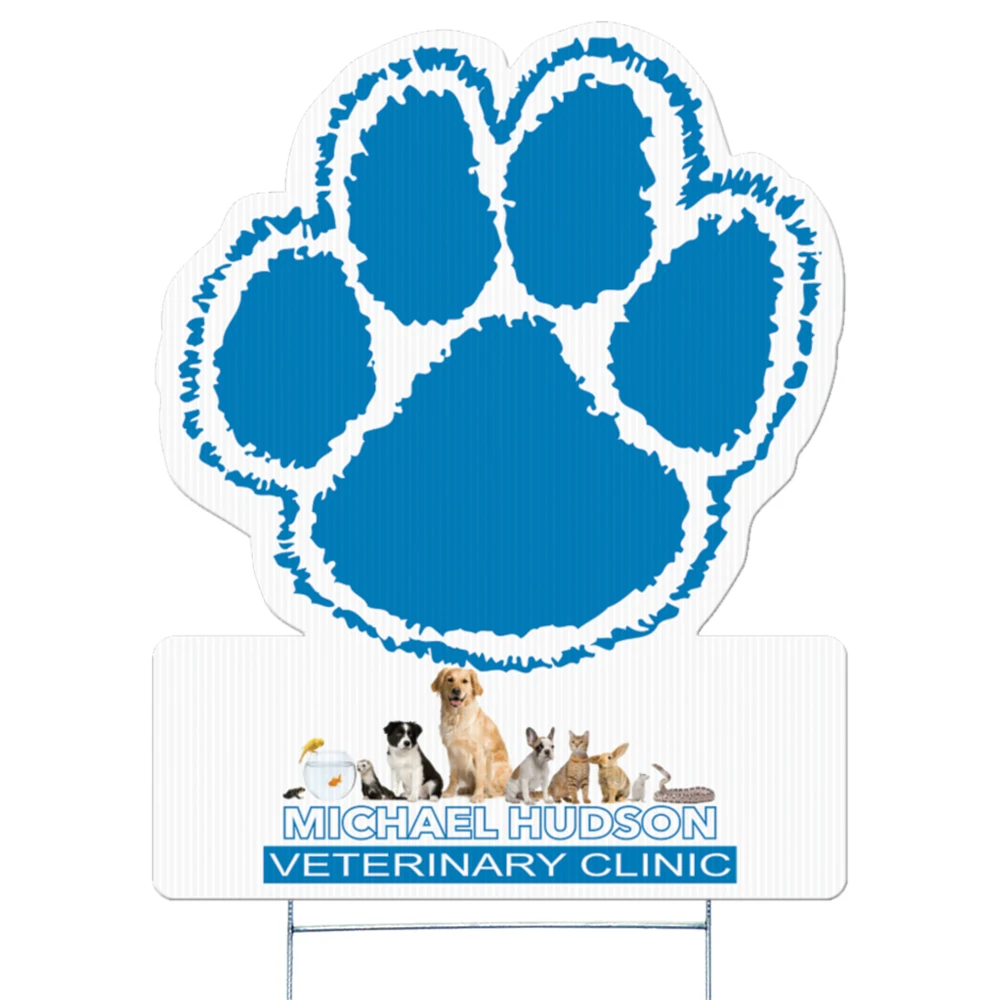 Paw and Nameplate Yard Sign, Full Color 1