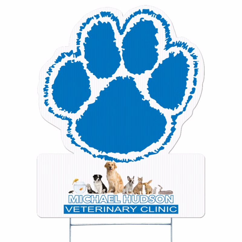 Paw and Nameplate Yard Sign, Full Color