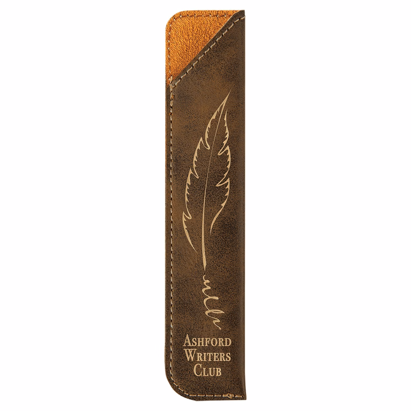 6 1/4" Rustic/Gold Leatherette Pen Sleeve