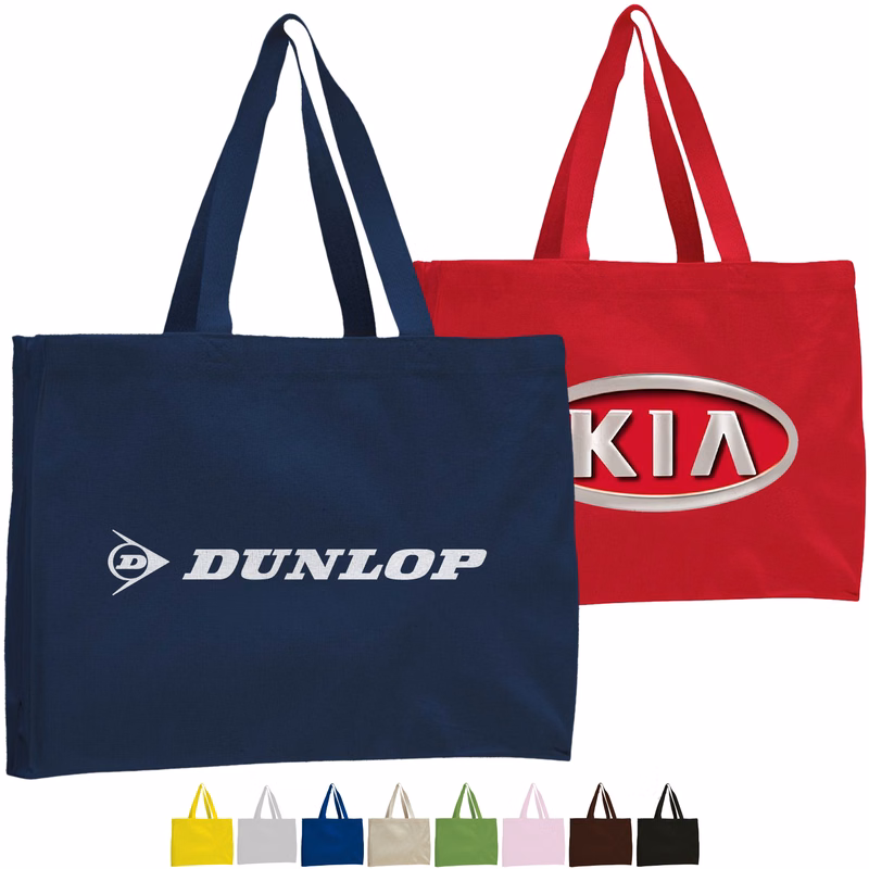 12 oz. Cotton Canvas Gusset Tote Bag USA Decorated (15"x12"X4")