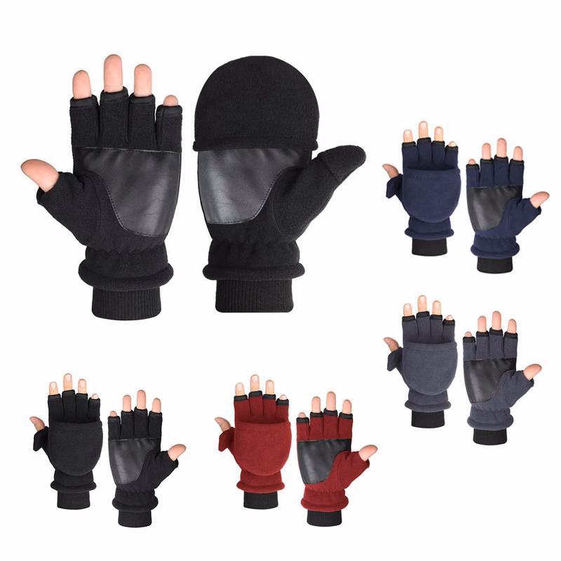 Convertible Flip Top Mittens Fingerless Thermal Gloves