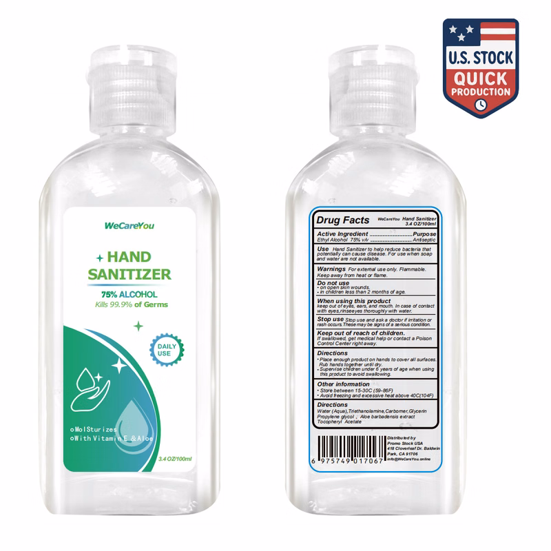 100ml (3.4oz) Antibacterial Hand Sanitizer Gel – 75% Alcohol