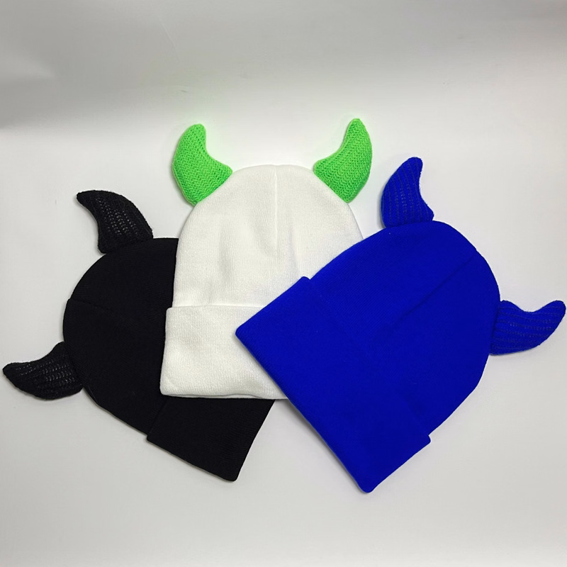 Bull horn knitted hat