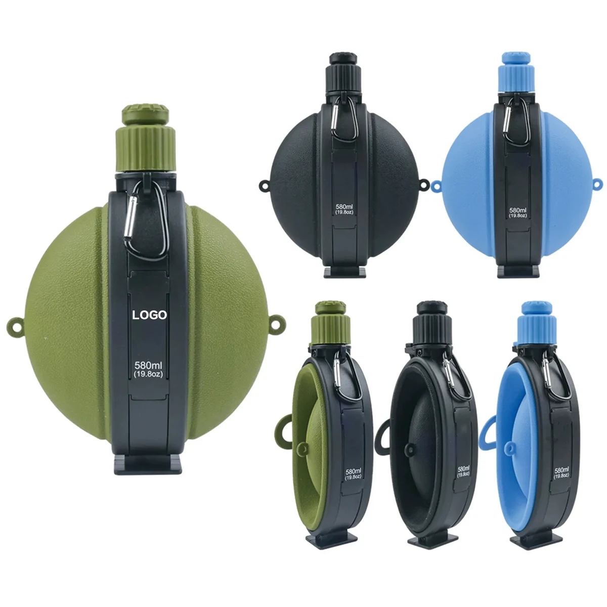 20oz Collapsible Outdoor Water Bottle With Compass 1