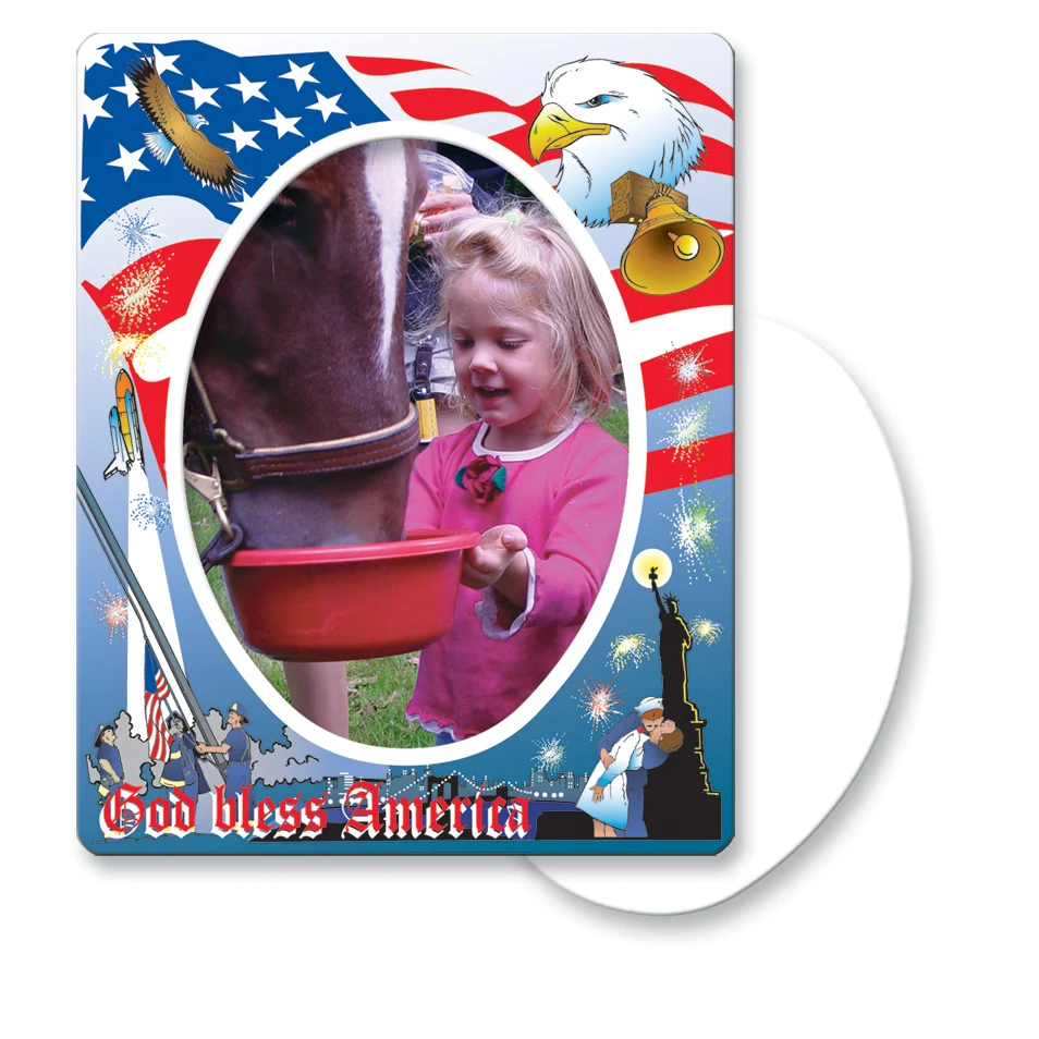 30 Mil Oval Center Patriotic Picture Frame Magnet - Full Color 1
