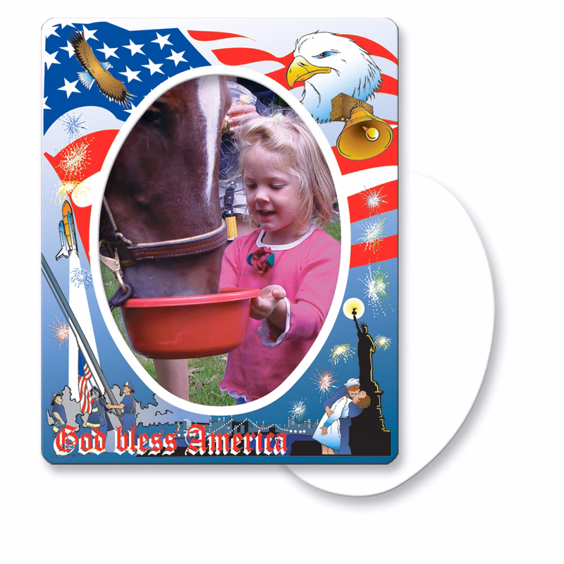 30 Mil Oval Center Patriotic Picture Frame Magnet - Full Color