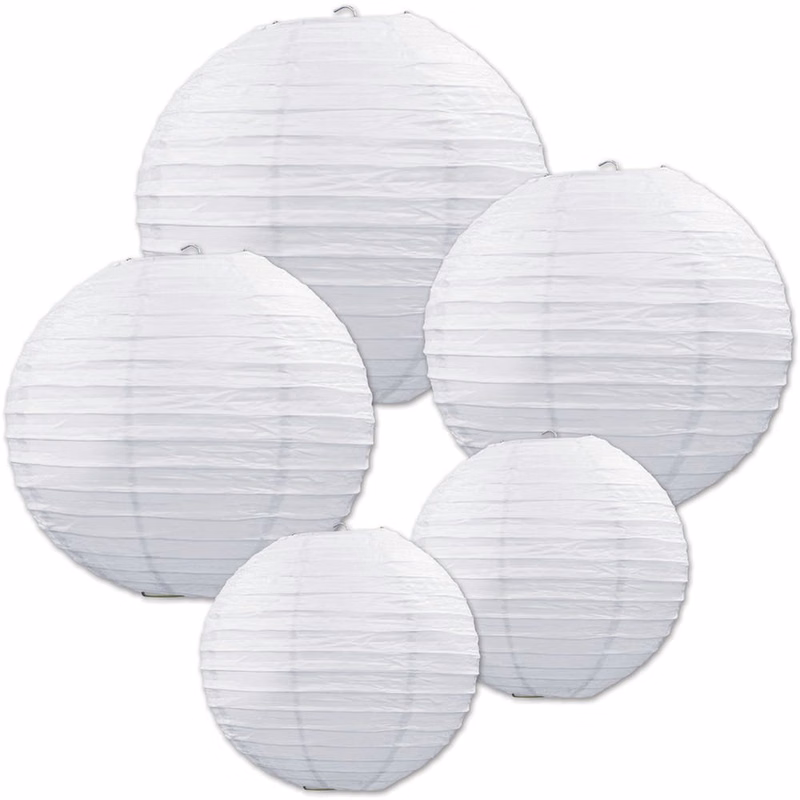 Paper Lantern Spheres - White Assorted Size