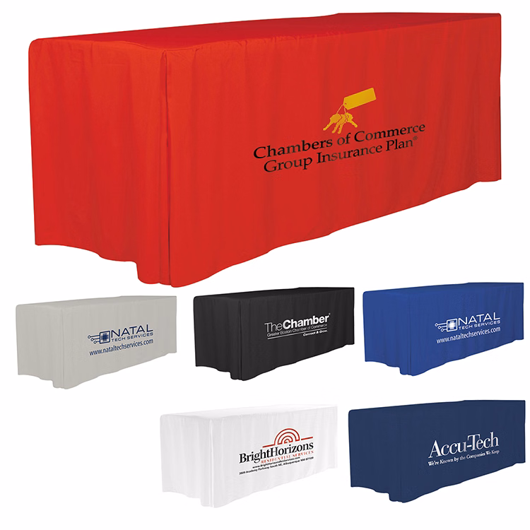 "Omaha Eight" 4-Sided Fitted Style Table Covers & Table Throws (One Color Print) / Fits 8 ft Table