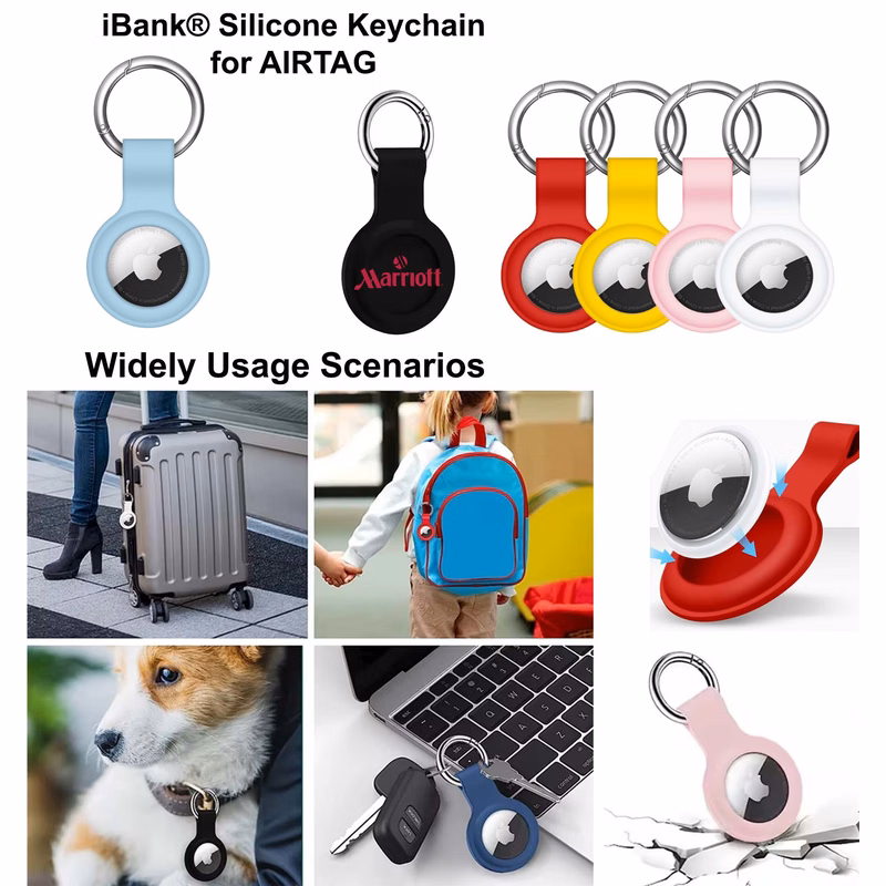 iBank ® Protective Silicone Keychain for AirTag – Soft-Touch Tracker Case & Secure Loop. Free Shippi