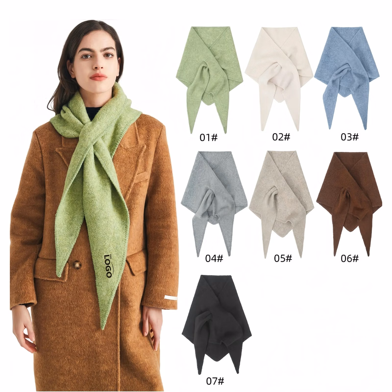 Wool Knit Triangle Scarf Shawl