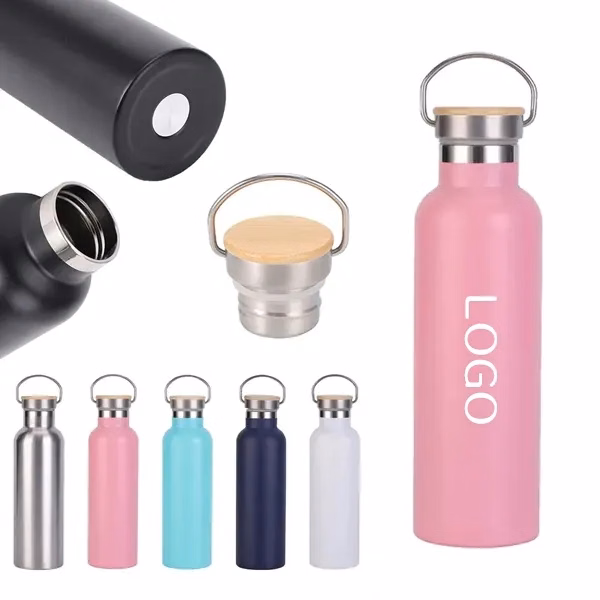 20 oz Insulated Water Bottle with Bamboo Lid Eco-Friendly
