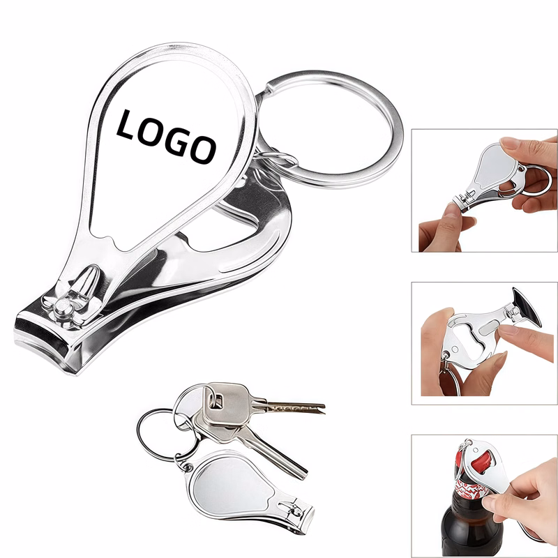 Stainless Steel Nail Clipper Bottle Opener Keychain