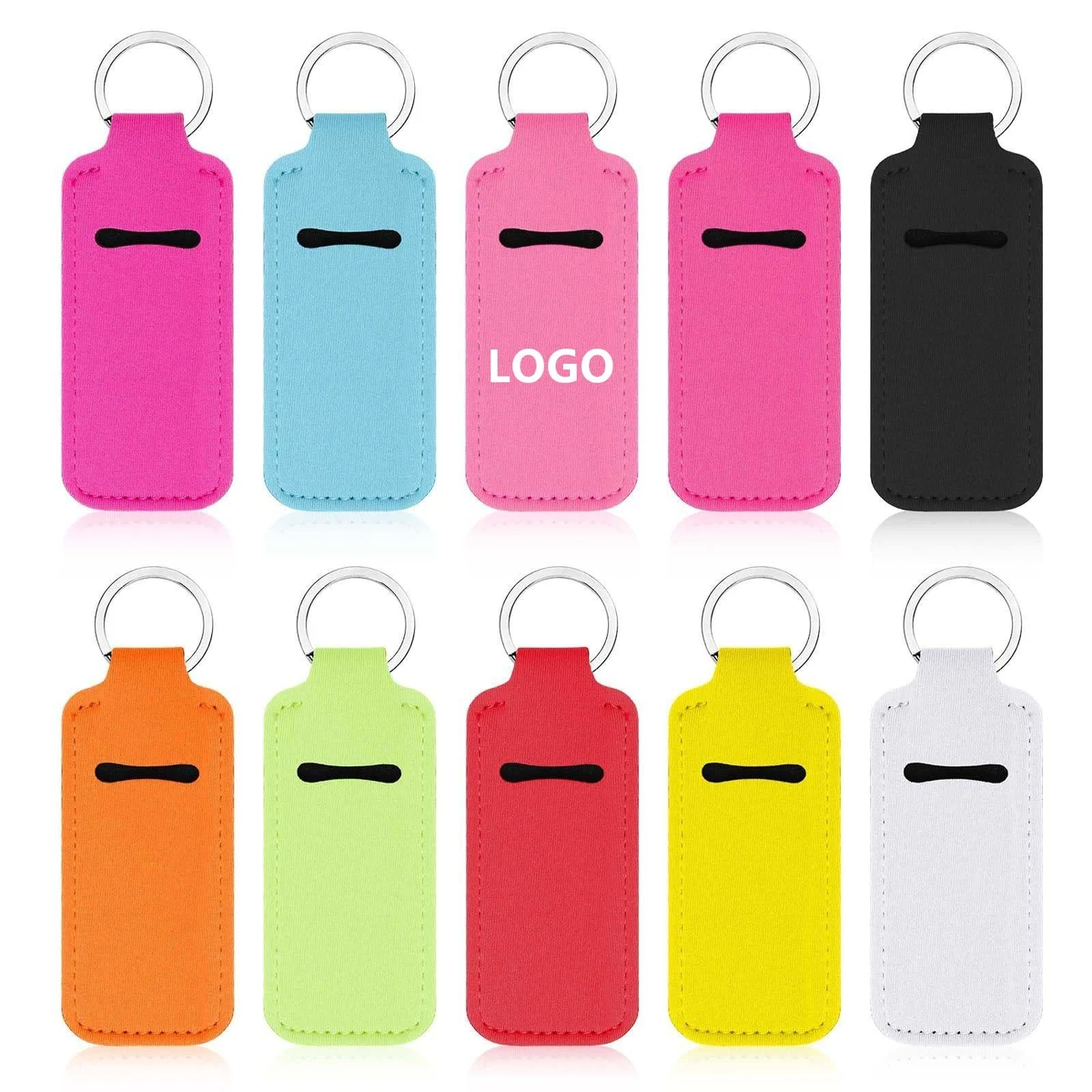 Custom Logo Neoprene Lip Balm Holder Keychain 1