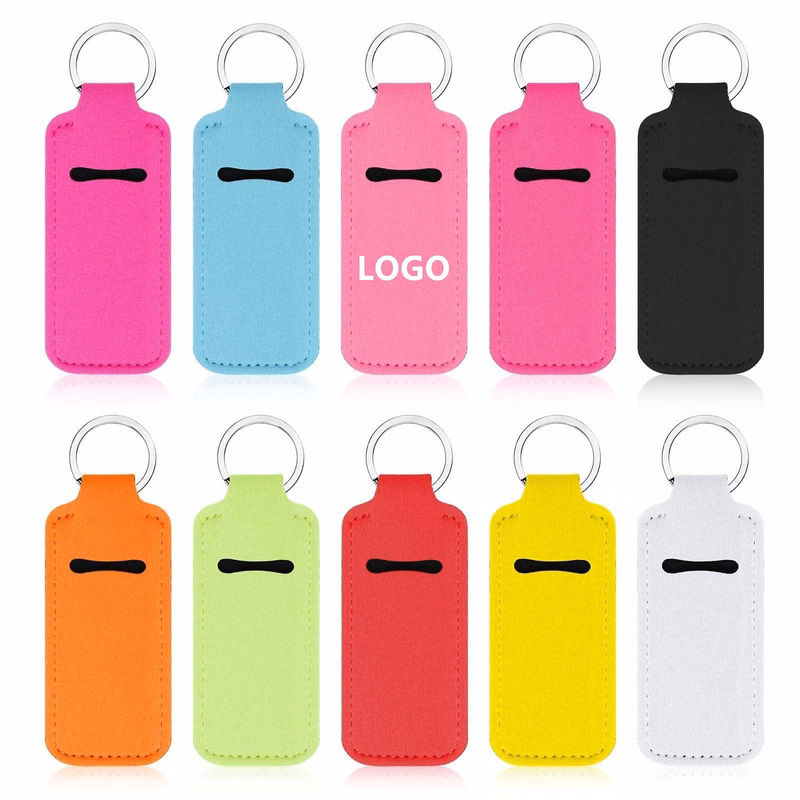 Custom Logo Neoprene Lip Balm Holder Keychain