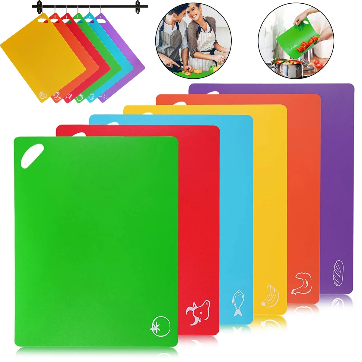Flexible Plastic Cutting Board Mats Set 1