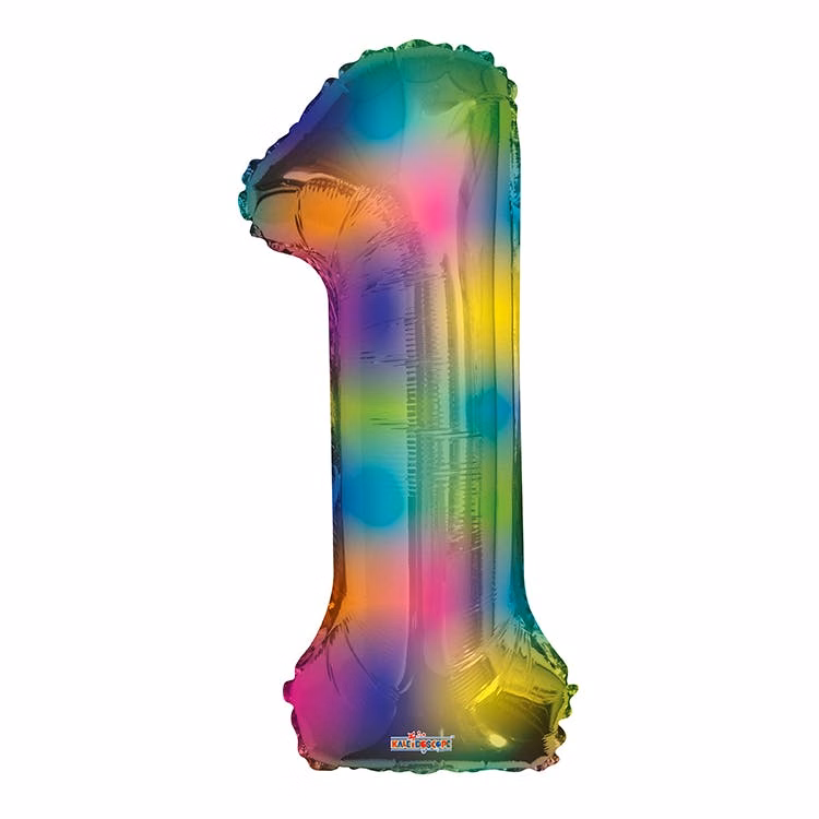 Mylar Number 9 Balloons - Rainbow 34"