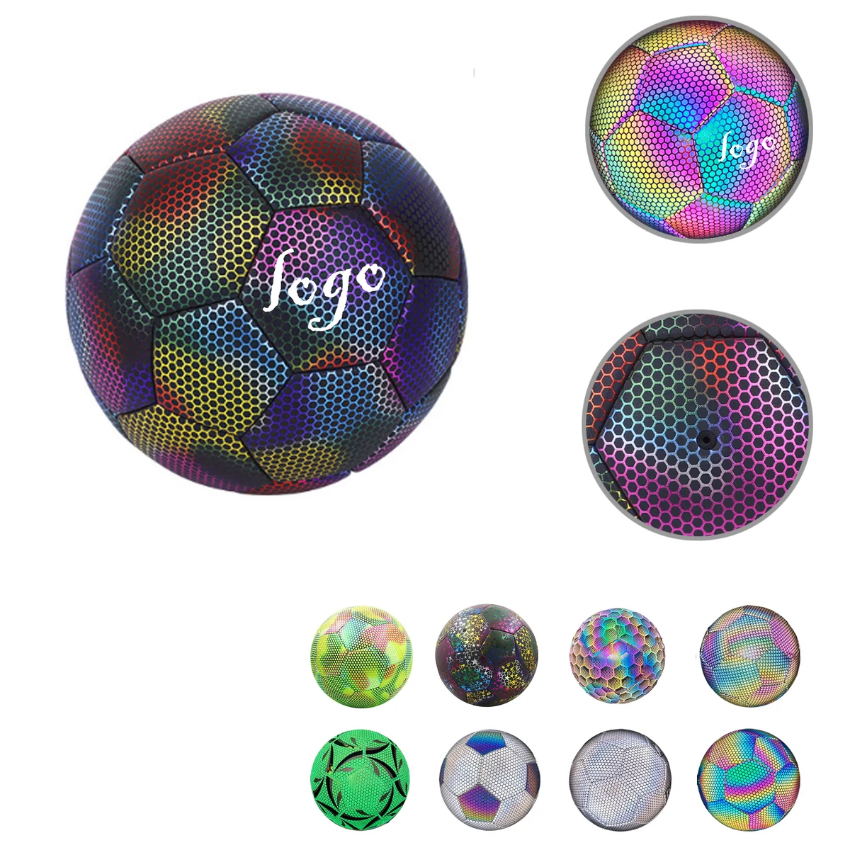 MOQ20 Reflective Glow Soccer Ball Size 5/4 1