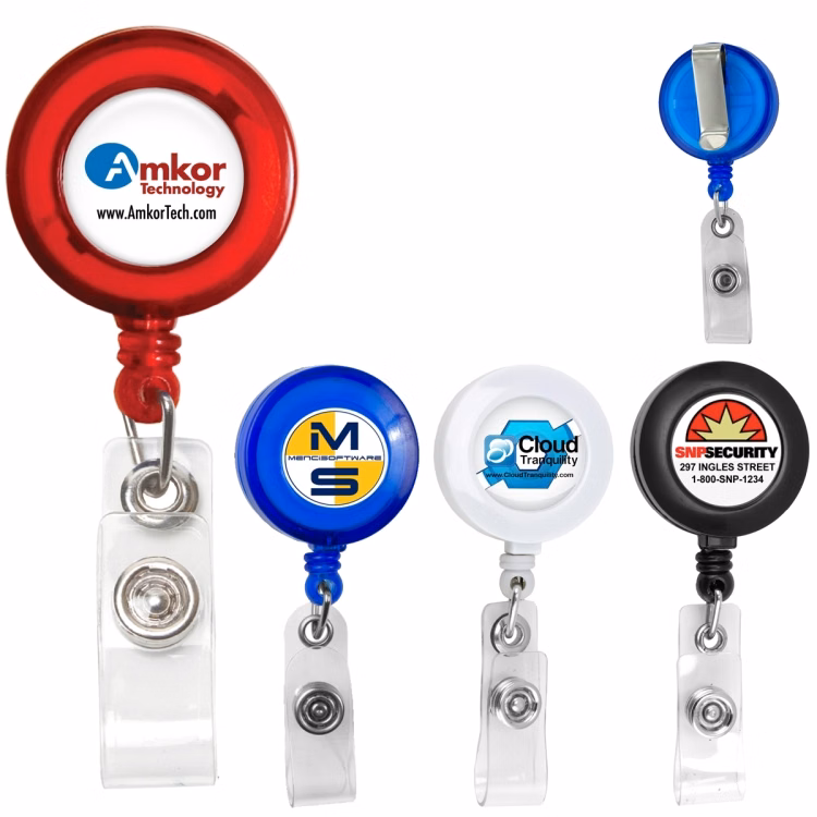 "Lorain VL" 30" Cord Round Retractable Badge Reel and Badge Holder with Metal Slip Clip Attachmement