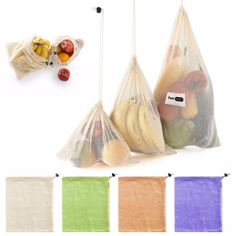 Cotton Eco-Friendly Mesh Drawstring Bag For Sustainable Living