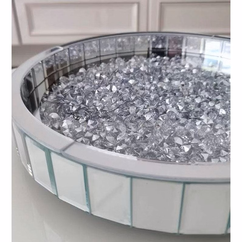 Silver Round Glass Decorative Storage Tray