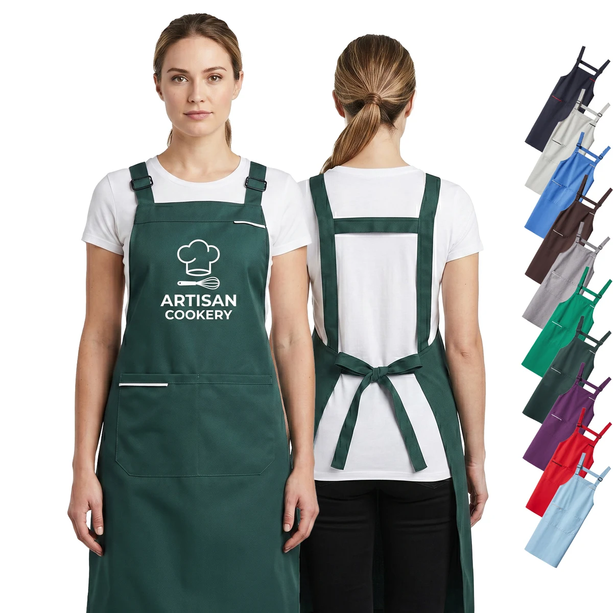 Serge Kitchen Aprons w/ Shoulder support strap & 2 pockets 1