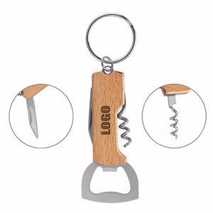 Multifunctional 4 In 1 Wooden Ergonomic Bottle Opener