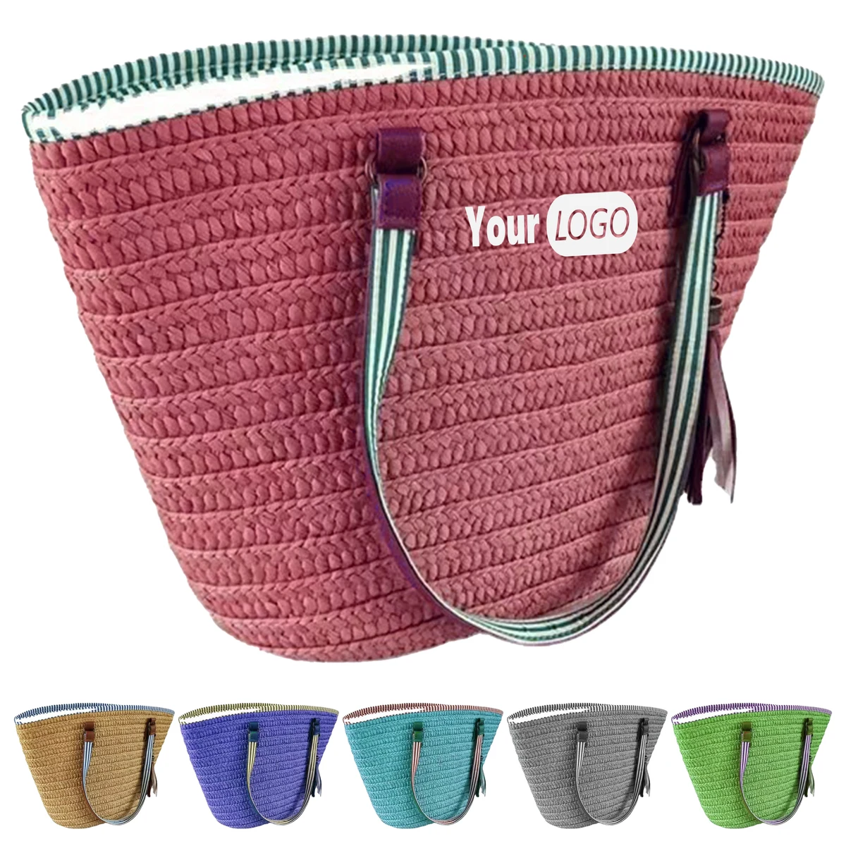 Cork Logo-Ready Boho Straw Bag 1