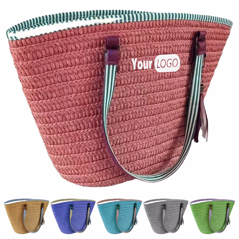 Cork Logo-Ready Boho Straw Bag