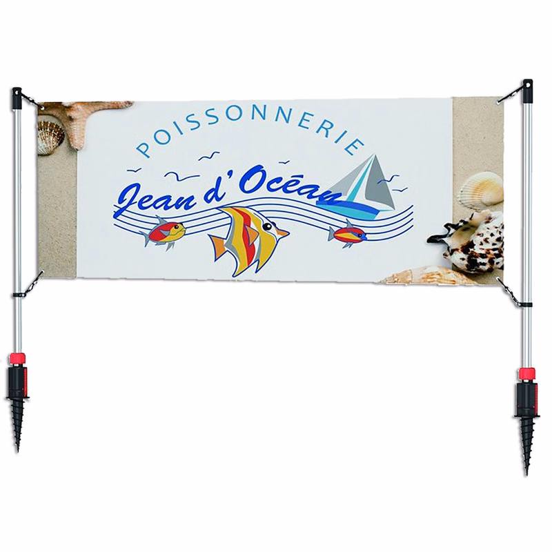 Outdoor Advertising Banner System with Ground Stakes