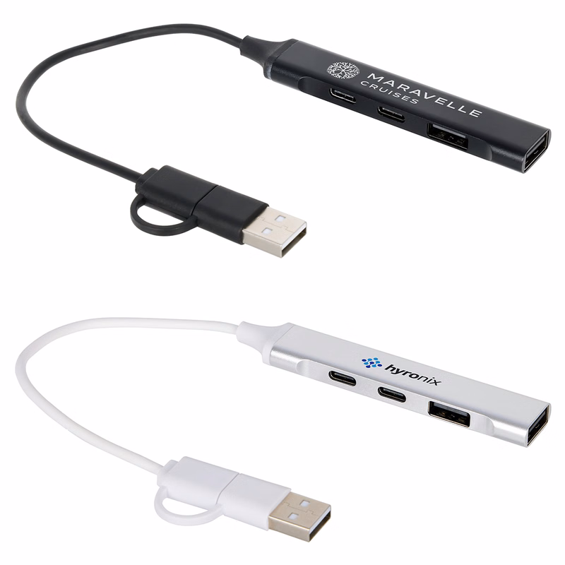 Sprint Recycled Aluminum 4-Port USB-A and USB-C Hub