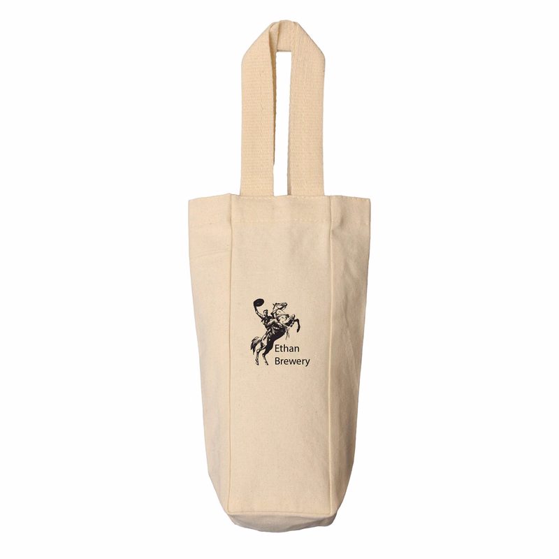 12 Oz. Canvas Single Bottle Wine Tote (3" x 10.5" x 3")