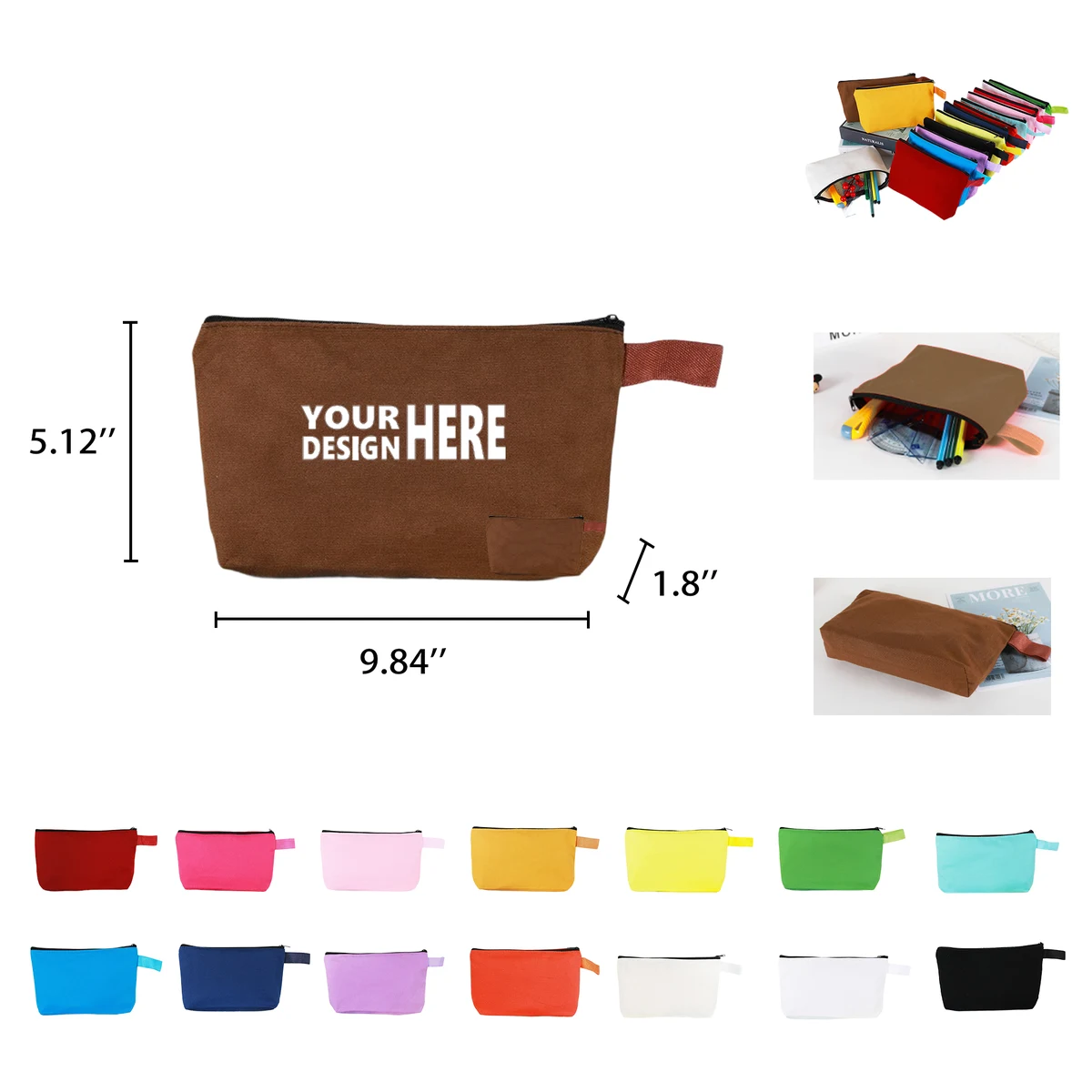Colorful Canvas Zipper Cosmetics or Stationery Bag 1