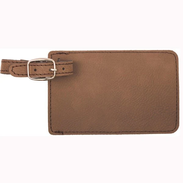 Leatherette Luggage Tag - Dark Brown Laser Engraved 1