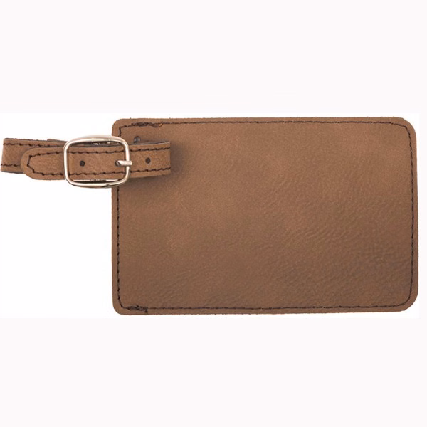 Leatherette Luggage Tag - Dark Brown Laser Engraved