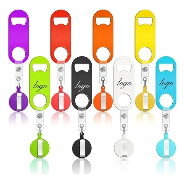 Custom Retractable Plastic Bottle Opener — 6.7 inch Lanyard Attachment — Party Essential 1