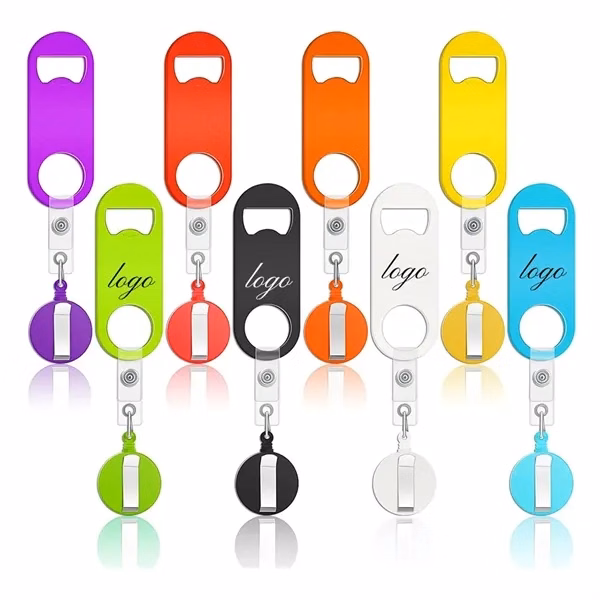 Custom Retractable Plastic Bottle Opener — 6.7 inch Lanyard Attachment — Party Essential