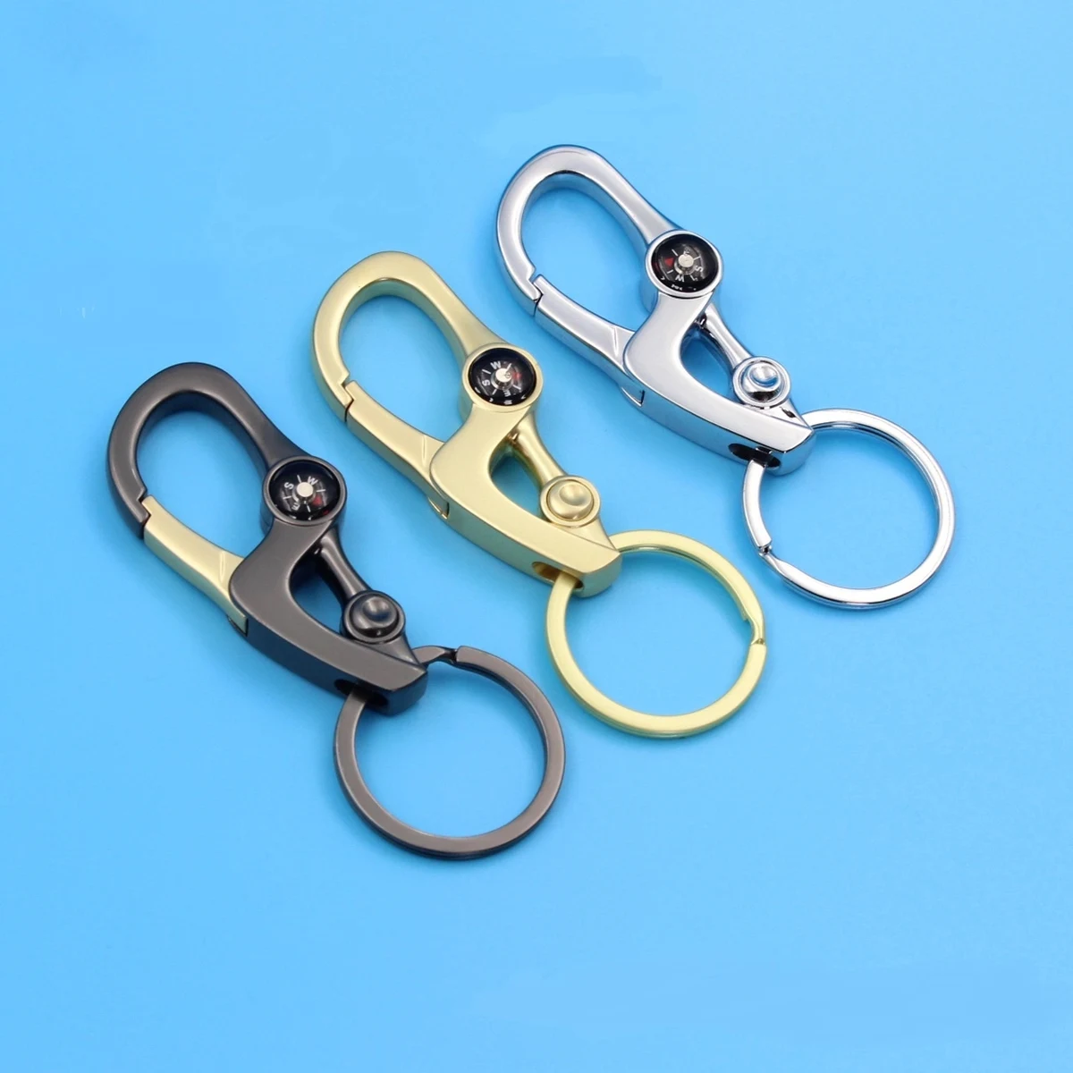 Metal Key Chain with Compass & Carabiner 1